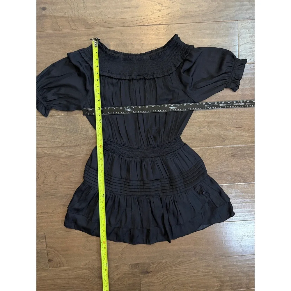 DO+BE Black Smocked Off the Shoulder‎ Tiered Ruffle Mini Dress Y18551 Medium